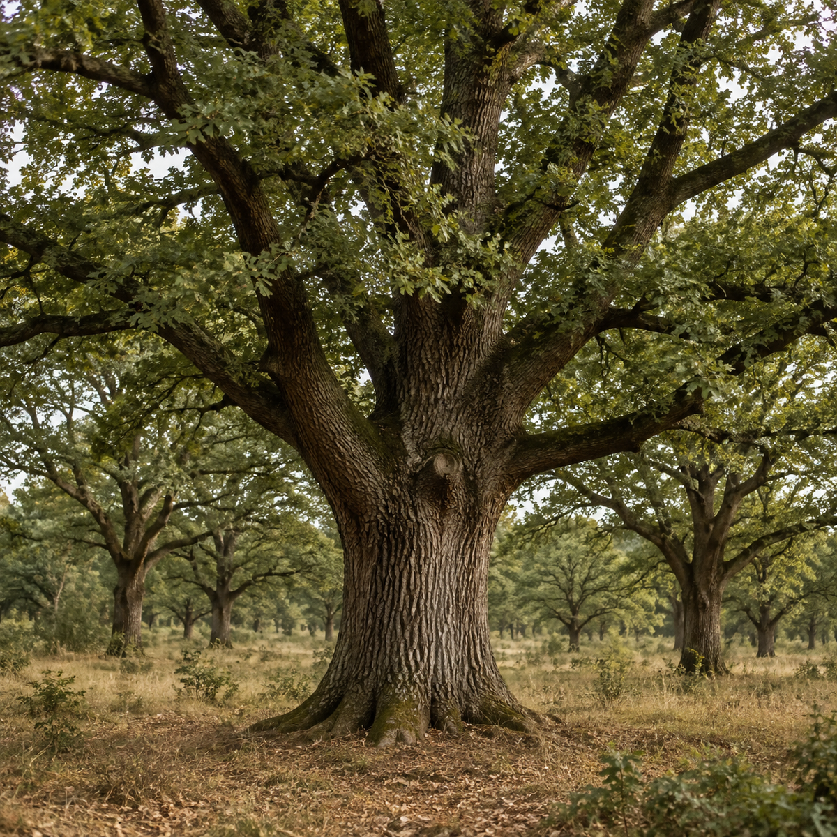 Europäische Eichen in einem naturnahen Wald